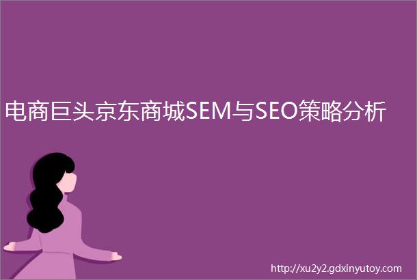 电商巨头京东商城SEM与SEO策略分析