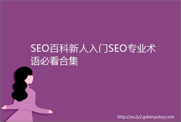 SEO百科新人入门SEO专业术语必看合集