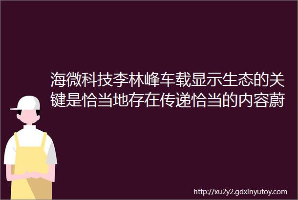 海微科技李林峰车载显示生态的关键是恰当地存在传递恰当的内容蔚来资本牛总会