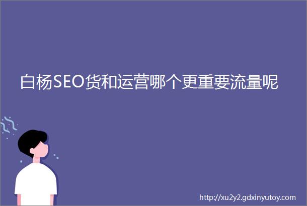 白杨SEO货和运营哪个更重要流量呢